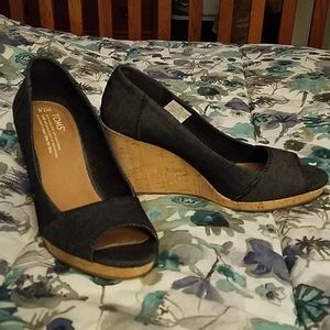 Toms denim stella wedges